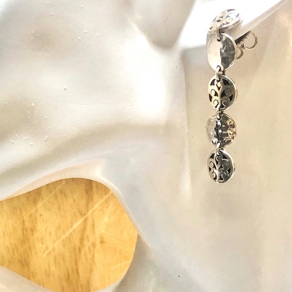 LOIS HILL Drop Dangle Sterling Silver Discs w/ Oxidized Accent & Cut Out Design - Picture 9 of 14